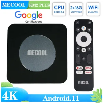 Mecool KM2 Плюс 4K ATV Android 11 S905X4 Google TV Box Smart TV Box Сертифициран Amlogic 2 GB 16 GB Поддръжка на 4K USB3.0 SPDIF BT5.0