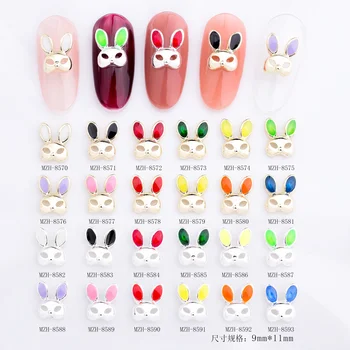 10 бр./20 бр. 28 стилове, висулки за дизайн на ноктите под формата на зайче от сплав, 3D цветни декорации за нокти от новата серия аксесоари за маникюр Kawaii