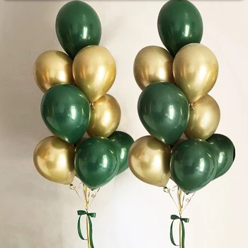30шт 10-инчови ретро тъмно зелени хромирани златни латексови балони Детски душ Сватба, Годишнина рожден Ден Украси САМ доставка
