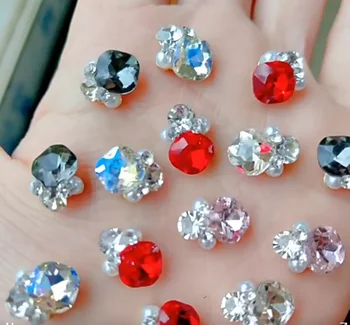 10 бр. Кристали за дизайн нокти с много диаманти, окачване, разноцветни кристали, луксозни скъпоценни камъни, бижута за нокти, аксесоари 