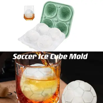 Големи ледени топчета, охлаждащи уиски, Коктейли, напитки, тава за кубчета лед, форма за футбол, силиконова форма за лед, форма за футболен кубчета лед