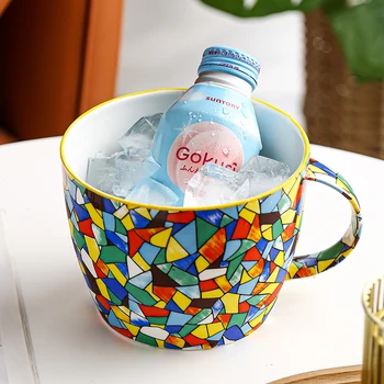 Японската керамична чаша с много широко гърло, чаша голям калибър, чаша с ругратами, чаши за студена вода търговия на едро