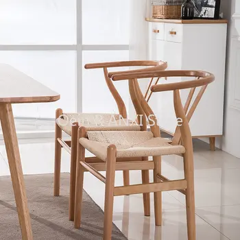 Дървени кухненски кът столове в скандинавски стил, подлакътници, напречни лостове, улични, офис трапезни столове, луксозна ергономични мебели за дома, WK