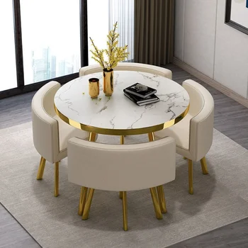 Леки луксозни маси за Офис-часова Малки кръгли маси Комбинация столове Muebles Para El Hogar Мебели за дома
