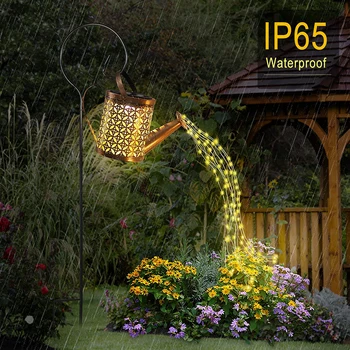 Слънчевата лейка със светлинен висящ фенер, водоустойчив градинска led венец, градински лампа, водопад, за двора, коледната лампа