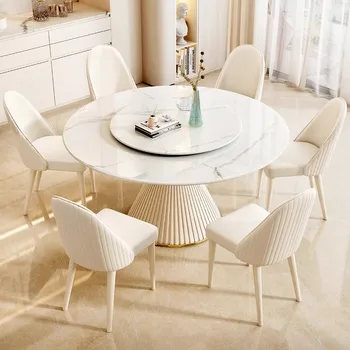 Модерна маса за хранене в хола Бял кръг на Големи въртящи маса за закуска, Кухненски мебели Muebles De Cocina