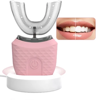 2023 Интелектуална 360 автоматична електрическа звукова четка за зъби тип U, Usb зареждане, избелване на зъби, синя светлина, водоустойчив за възрастни