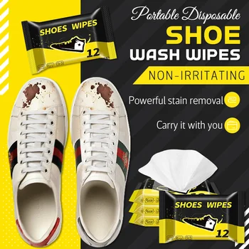 кърпички за обувки 12шт, малки бели инструменти за почистване на артефакти за обувки, преносими инструменти за еднократна употреба за почистване на обувки, полезни за бързо почистване
