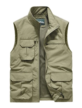 Тактическа жилетка за мъжете, пролетните военни мъжки джобове с множество джобове, работа летни дрехи за лов без ръкави, безплатна доставка, яке