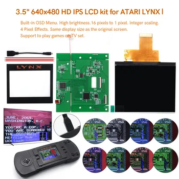 HD 3,5-Инчов IPS LCD екран 640x480 в ретро стил с пиксели, HDMI-Съвместим на министерството на отбраната За конзолата ATARI LYNXⅠ/1