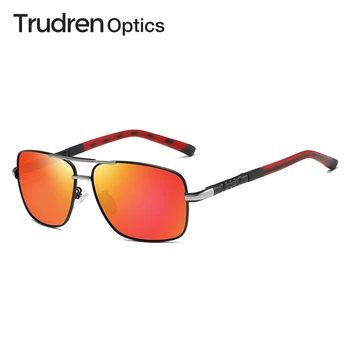 Мъжки правоъгълни слънчеви очила Trudren за управление на автомобил, поляризирани слънчеви очила с UV400 пружинным тръба на шарнирна връзка, два цвята метални слънчеви очила 1386