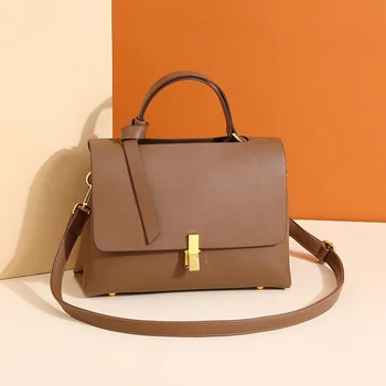 Малка квадратна чанта от телешка кожа, дамски модерна чанта през рамо, популярна дамски квадратна чанта, наклонена чанта през рамо, чанта
