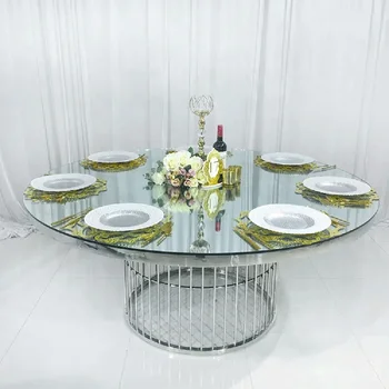 Кръгли сватба, метални столове и маси за събития, луксозна сватбена маса от неръждаема стомана и злато