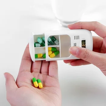 Калъф за хапчета Мини Джобно Напомняне Кутия За Съхранение на Лекарства Пластмасова Кутия За Хапчета с Таймер Седмичен Кутия За Хапчета Органайзер За Лекарства Сигнални Седалките
