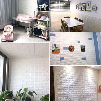 3D Тухлени тапети, Самозалепващи пенопластовая стеновая панел Хол Тухлени етикети Спалня, детска стая, Тухла хартия за декорация на дома