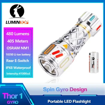 Lumintop Thor1 Влияние Led Фенерче, Акумулаторна батерия 18350 Външен Лампа Osram NM1 Сребриста Edc Светкавица с Турбо Светещи Ивици