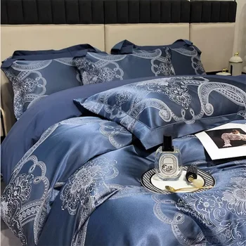 Продажба прекрасни постелки Кралица Елегантни, луксозни комплекти на коприната спално бельо Дизайнерски комплект спално бельо Edredones De Cama Мебели за дома
