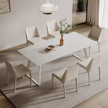 Бяла Луксозна маса за хранене в скандинавски стил, мрамор кухня, модерна спалня, масичка за кафе, мебели за ресторант Tavolo Pranzo от каменна стомана