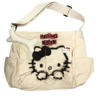 2023 Чанта-тоут HelloKitty Kawaii Sanrio, японската нова мультяшная дамска чанта ръчна изработка, скъпа чанта за момичета, подарък