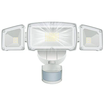 Бял регулируема лампа за сигурност със спортен сензор IP65, водоустойчив, уличен лампа с датчик за движение за гараж, двор