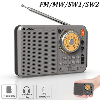 Мини Преносими Радио FM/MW/SW1/SW2 Приемник Ръчно високо-чувствителен Акумулаторна Радио TF MP3-Плейър с Жак 3,5 мм за Възрастните Хора