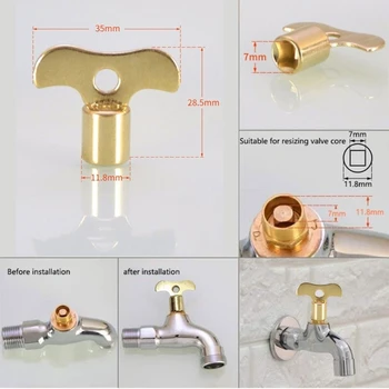 Квадратна розетка Месингови ключовете от радиатора кран за пускане на вода за въздушни клапани Сантехнический инструмент с дупка 7 мм