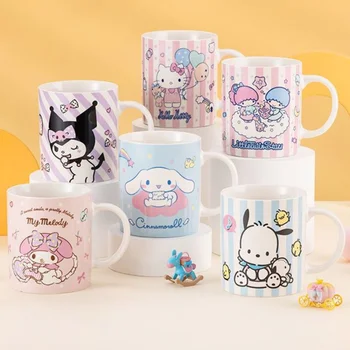 350 мл Kawaii Hello Kitty Керамични кафеена чаша Sanrio Cinnamoroll My Melody Kuromi Карикатура Аниме Домашен офис Чаша с дръжка за приготвяне на чай с мляко