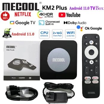 [Истински] Mecool KM2 Плюс Android TV Box S905X4 4K Google, Netflix Сертифициран USB3.0 Prime Video Multi Streamer HDR10 BT5 100M LAN