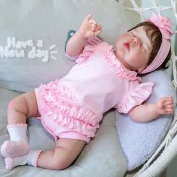 55 СМ Готова Кукла Спящата Момиче Алексис се Прероди Като На снимката Reborn Baby Doll Висококачествено 3D кожа, която е Боядисана Видими Венами