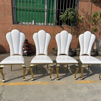 Луксозен банкетна стол от неръждаема стомана 4ШТ за сватбена маса за стола