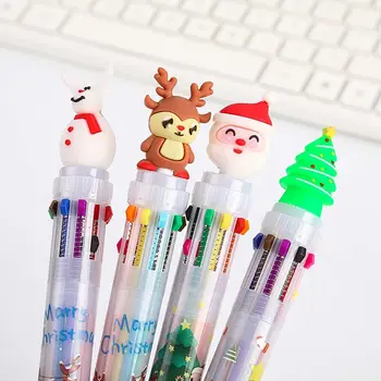 Пъстри сладки мультяшные english аксесоари Офис на Дядо Коледа Училищна коледна химикалка писалка Канцеларски материали двигателят е с мазителна дръжка коледна химикалка