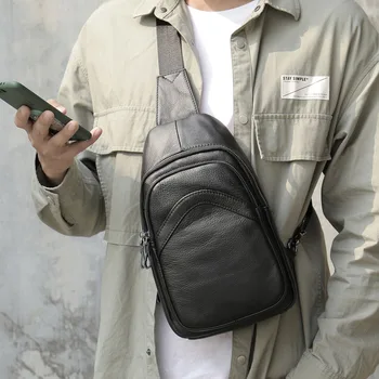 AETOO Нова пригородная кожена нагрудная чанта, мъжка чанта през рамо спортни и ежедневни мъжки нагрудная чанта от телешка кожа