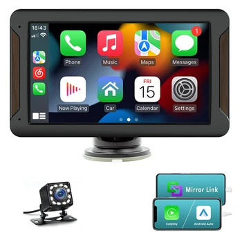 Автомобилни Части Стерео Безжичен Carplay И Android Auto, 7-Инчов Сензорен Авто Аудио Bluetooth, Огледална връзка, Камера за задно виждане, FM